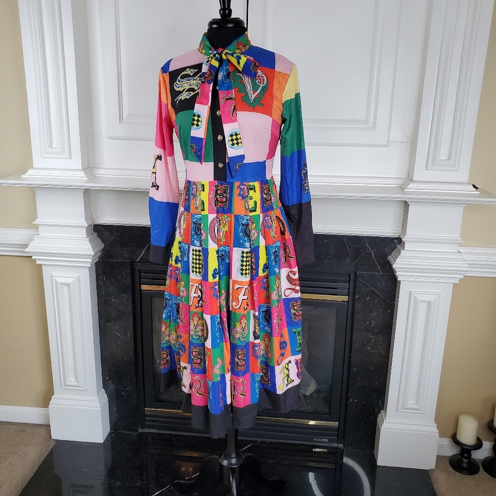 Print Novelty Art Deco Dress - image 1